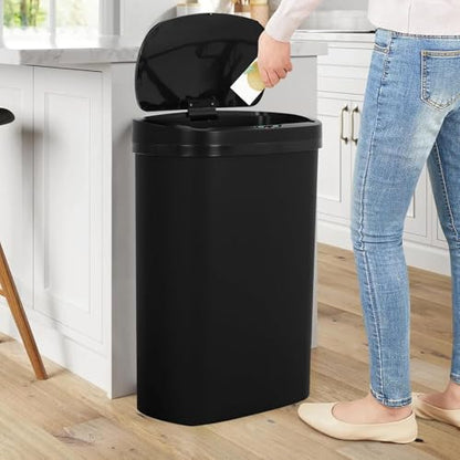 13 Gallon Motion Sensor Kitchen Trash Can, 50L Automatic Sensor Trash Can, Smart Waste Bin with Lid for Kitchen, Bathroom, Bedroom, Home Office, Quiet Open & Easy Clean (Black) - color: Black, style: 1 pack