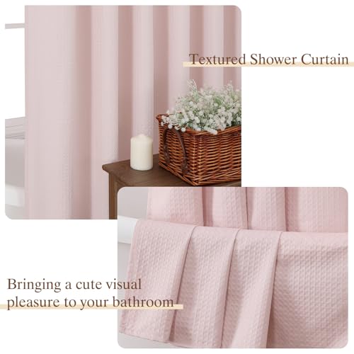 Aiyufeng Waterproof Fabric Shower Curtains for Bathroom，Dot Like Embossed Textured Soft Polyester Cloth Stall Shower Curtain，Hotel Luxury Quality Machine Washable，36Wx72L，Pink - color: Pink, size: 36"W x 72"L (Pack of 1)