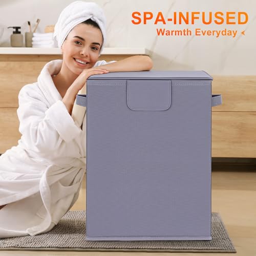 Foldable 40L Large Towel Warmer Bucket，360° Even Heating SPA Towel Warmers for Bathroom, Fast Heating with 4 Modes & 30/60/90 Min Presets & Auto Shut-Off, Gift Box - color: Dark Gray