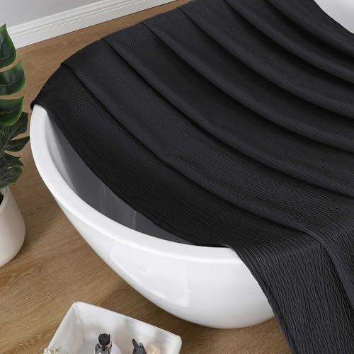 Aiyufeng Fabric Black Long Shower Curtain for Bathroom, 3D Textured Pattern Shower Curtain Hotel Spa Quality, Boho Bathroom Curtain Modern Style Soft Cloth Luxury, Machine Washable,72x84 Inches - color: Black, size: 72"W x 84"L (Pack of 1)