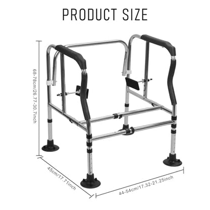 Toilet Safety Rail for Seniors, Height Width Adjustable Toilet Safety Frames with Anti-Slip Handles and Suction Cups for Elderly & Disabled, Toilet Seat Riser for Bathroom Safety, 450 lbs Capacity Bl