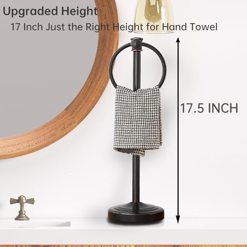 Hoimpro Hand Towel Holder Free Standing Towel Bar Oil Rubbed Bronze | Hanging Floor Hand Towel Rack Ring, for Bathroom Kitchen Vanity Countertops, Hardware Accessories SUS 304 Heavy-Duty Base - color: Bronze