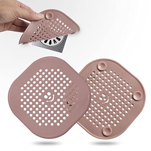 Drain Cover Hair Catcher Drain Plug Hair Stopper Drain Protector for Shower Bathroom Accessories Bathtub Lotus Pink 2 Pack - color: Lotus Pink