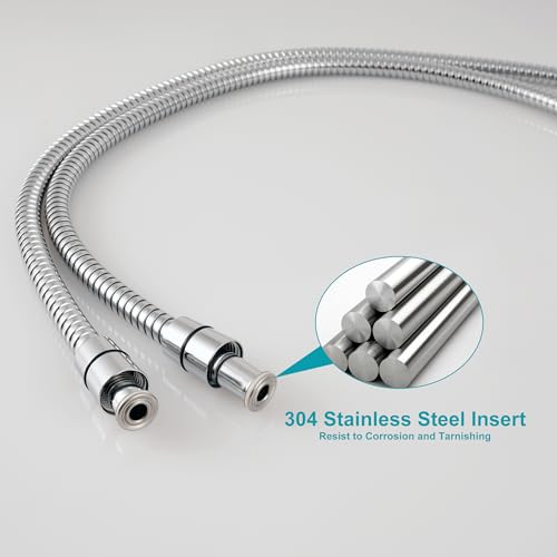GwernKB Shower Hose,79In Long Stainless Steel Hose for Handheld Shower Head | Silver Electroplating,Leak-proof,with Steel Insert,Durable & Flexible,Bathroom Bidet Sprayer Extension Attachment Replacement - color: Silver