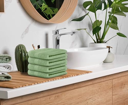 Avalon Towels Wash Cloths 12 Pack Sage Green 100% Cotton Washcloths 12x12 Face Towels, Wash Rags, Facial Towel, fingertip Towel for Bathroom, Sage Green Washcloth - color: Sage Green