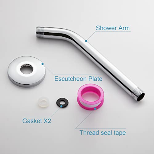 OFFO Shower Arm with Flange, 10 in Wall Mount Replacement Angle Shower Head Arm Wall-Mounted For Fixed Shower Head & Handheld Showerhead, Chrome - color: Chrome, style: 10 in