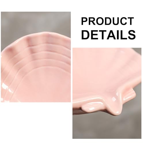 Ceramic Soap Holder, Sea-Shell Soap Tray with Self Draining, Soap Tray for Sink Washroom Bathroom Shower, Small Cute and Elegant Holder with Glaze, Easy Cleaning (White) - color: White