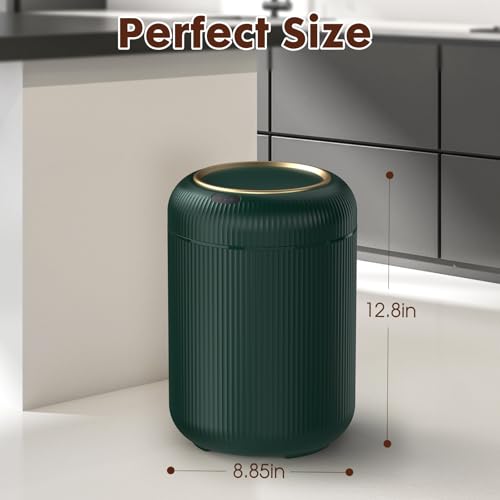 Procade Touchless Sensor Trash Can Bathroom,Small Gold + Green Garbage Can | 3 Gallon Automatic Garbage Can,Smart Room Trash Bin,Mini Auto Plastic Waste Basket for Office,Bedroom,Dorm,Toilet,Rv,Kitchen - color: Green