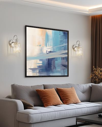 Bathroom Wall Sconces Brushed Nickel, HWH Modern Bathroom Vanity Wall Light Sconce Wall Lighting Set of 2, 1-Light Wall Sconce Bell-Shaped Fluted Glass, 5HZG106B-2 BN - color: Brushed Nickel, size: 1-Light *2