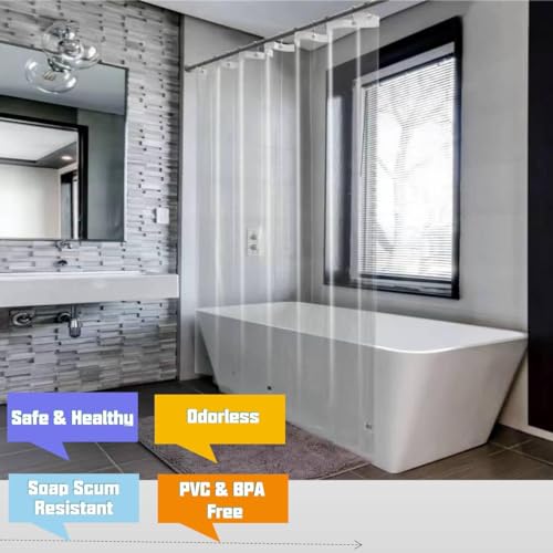 12 Hole 60x72 Shower Curtain Liner with Magnets, Clear | Side Magnet Clips Close to Wall, Heavy Duty Clear Shower Liner with 12 Grommet Holes, 60 x 72 Inches - color: 8g.heavy-clear, size: 60"W x 72"L (Pack of 1)