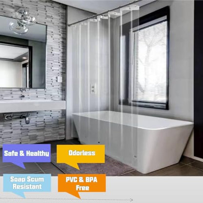 12 Hole 60x72 Shower Curtain Liner with Magnets, Clear | Side Magnet Clips Close to Wall, Heavy Duty Clear Shower Liner with 12 Grommet Holes, 60 x 72 Inches - color: 8g.heavy-clear, size: 60"W x 72"L (Pack of 1)