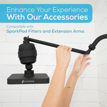 SparkPod Rain Shower Head, 6 Inch Square, Midnight Black Matte Finish | High Pressure Shower Heads, 90 Nozzles, Adjustable Showerhead, No Tools Needed, Universal Connection - color: Midnight Black Matte, style: 6 Inch Square