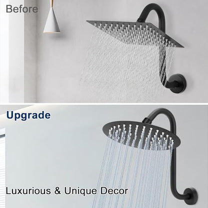NearMoon S Shaped Shower Head Riser Arm, Shower Extender Arm with Flange, Standard 1/2" Connection- Bathroom Accessory (12 Inch, Matte Black) - color: Matte Black, style: 12 Inch