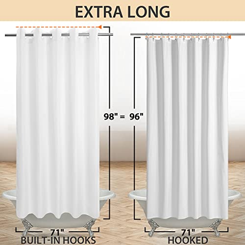 Extra Long No Hook Shower Curtain or Liner Soft Microfiber - Fabric Shower Curtain Liner Set, Machine Washable & Water Repellent, White, 71x98 - color: White, size: 71"W x 98"L (Pack of 1)