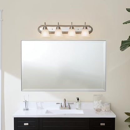 Kichler 30" 4-Light Vanity Bath Light in Brushed Nickel, Modern Bathroom Light with Clear Satin Etched Glass, (30" W x 8" H), 5338NIS - color: Brushed Nickel, size: 30"