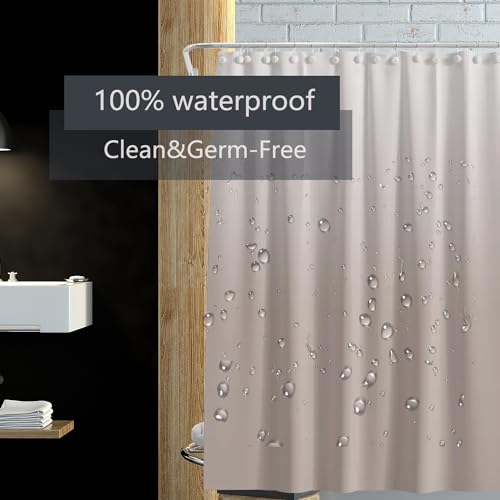 Shower Curtain Liner 72 x 72, Plastic Waterproof 4G Lightweight Shower Liner for Bathroom, with Grommets Holes and 3 Heavy Duty Magnetic Weights - color: Gradient Begie