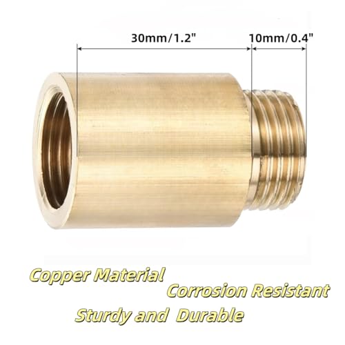 Shower Head Extension Arm, 2 Pack Brass G1/2 Male to G1/2 Female Thread 40mm Length Pipe Fitting Coupler Copper Shower Head Extender with 8M PTFE Pipe Sealant Tape - style: 40mm