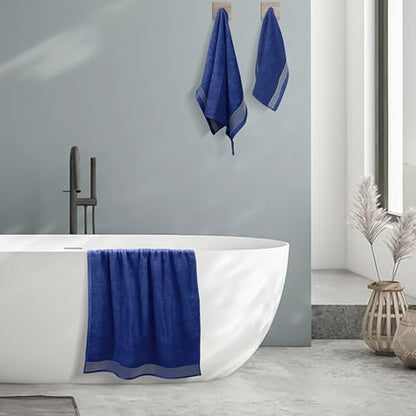 Ultra Soft 3 Pack Cotton Towel Set, Contains a Bath Towel 28x55 inch, a Hand Towel 16x24 inch & a Wash Coth 12x12 inch, Ideal Everyday use, Compact & Lightweight -Navy Blue - color: Navy Blue, size: 3 Pack Set