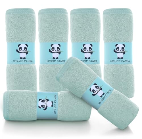HIPHOP PANDA Ultra Soft Baby Washcloths, 2-Layer Absorbent Wash Cloths | Reusable Newborn Wipes for Delicate Skin | Rayon Made from Bamboo Towel for Bath Face Body | Registry Ready | 6 Pack Green - color: Green, size: 10x10 Inch - 6 Pack