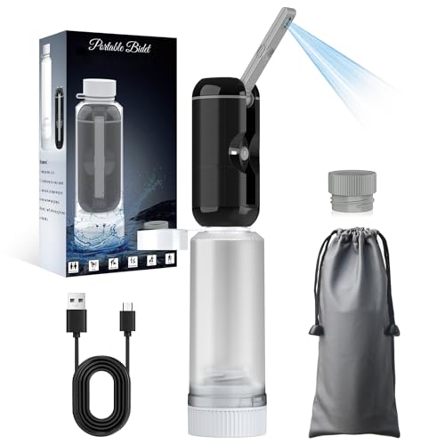Portable Bidet for Travel, Rechargeable Waterproof Sprayer, Black | Portable Rechargeable Travel Bidet Sprayer Fits Various Water Bottles, Waterproof High Pressure Handheld for Personal Hygiene - color: Black