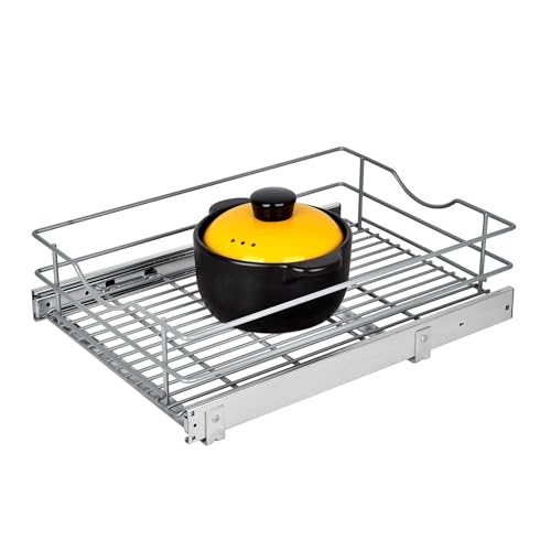 Pull Out Cabinet Organizer, (20½"W x 20" D), Soft Close Pull Out Cabient Drawer, Slide Out Cabient Organizer for pot and pan Kitchen Base Cabinet, Pantry Organization, Bathroom, Wire Basket - size: 1 Tier(20½"W x 20"D)