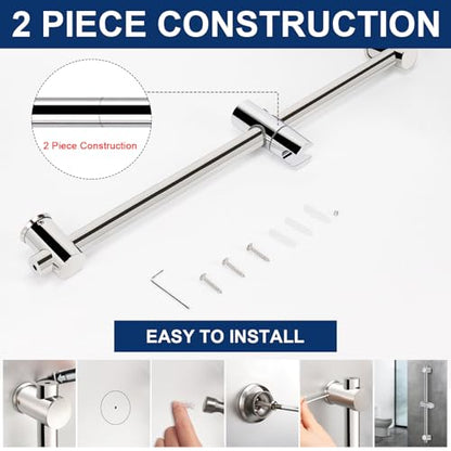 NearMoon Shower Slide Bar with Height/Angle Adjustable Handheld Shower Holder, Bathroom SUS 304 Stainless Steel Shower Head Holder for Bath (Screw Mounted, Chrome Finish) - color: Chrome Finish, style: Screw Mounted