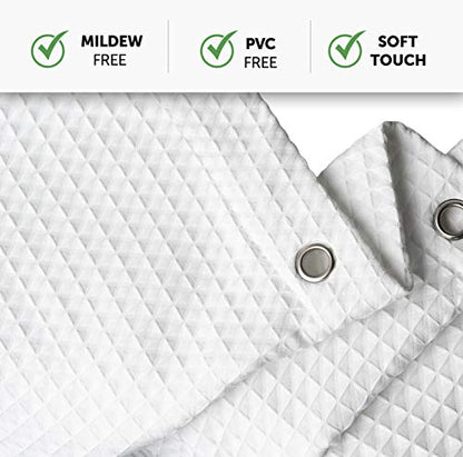 Creative Scents White Fabric Shower Curtain 72x72 - Waffle Weave Bathroom Curtain, Water Repellent Hotel Spa Quality, Heavy Duty 230 GSM Cotton Feel, Machine Washable Bath Curtains with Grommets - size: 72"W x 72"L (Pack of 1)