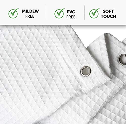 Creative Scents Fabric White Shower Curtain for Bathroom - 72 x 84 Spa, Hotel Luxury Matt Waffle Weave Square Design, Water Repellent, 230 GSM Weighty Cloth, for Decorative Bathroom Curtains - size: 72"W x 84"L (Pack of 1)