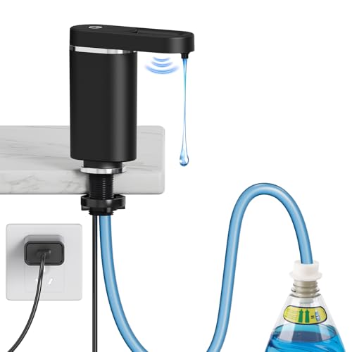Touch-Free Automatic Dish Soap Dispenser for Kitchen Sink | Plug-in Electric Sink Soap Pump,Leak-Proof Universal Fit with 35" No-Spill Tube Kit, Easy Install Sleek for kitchen& bathroom