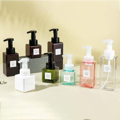 Plastic Foaming Hand Soap Dispenser Set, Reusable Pump Bottles for Kitchen and Bathroom for Shampoo Body Wash Facial Cleanser (2, Transparent+Blue, 450ML) - color: Transparent+blue