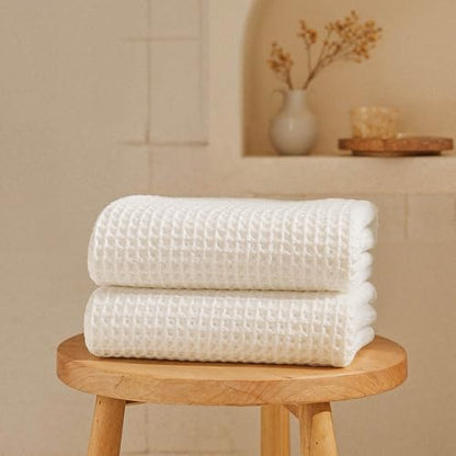 Sedona Waffle Bath Sheets, 410 GSM 100% Cotton, Set of 2, Oversized Towels, Ultra Soft & Absorbent, Lightweight Spa Towels, White - color: White, style: Bath Sheet (set of 2)