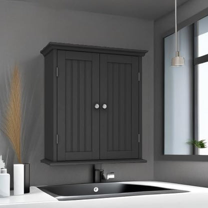 ChooChoo Bathroom Wall Cabinet with 2 Doors, Over The Toilet | 8.8"D x 21.1"W x 24"H, Medicine Cabinet, Adjustable Shelves, Cupboard, Black - color: Black, size: 8.8"D x 21.1"W x 24"H