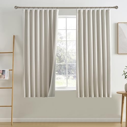 RAIN CITY Natural Birch Blackout Curtains 63 Inch Long 2 Panels 50" x 63" | Boho Farmhouse Linen Drapes for Bedroom Textured Hook Included - color: Birch, size: 50"W x 63"L (Pack of 2)