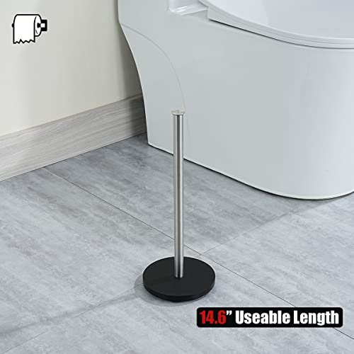 JQK Toilet Paper Storage Stand, 304 Stainless Steel Thicken 0.8mm Tissue Reserve Holder Dispenser for Bathroom, Brushed Steel, TPS180-BN - color: Brushed & Black Base