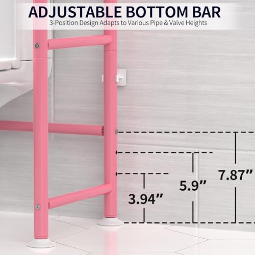 3-Tier Over The Toilet Storage, Freestanding Metal Bathroom Shelves, Space Saver Above The Over Toilet Storage Shelf for Bathroom (Pink) - color: Pink