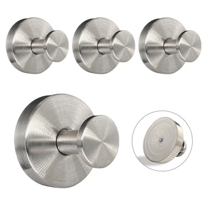 Suction Cup Hooks for Shower - 4 Pack, Matte Chrome - Stainless Steel, Strong Suction, No Drill, Removable Hanger, Tile Bathroom Kitchen Wall, Glass Door, Mirror Hook Hanging Robe, Towel Holder - color: Matte Chrome