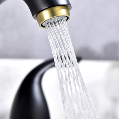 sumerain 8 Inch Widespread Bathroom Faucet 3 Hole Vanity Faucet SUS 304 Stainless Steel, Black&Gold - color: Black and Gold