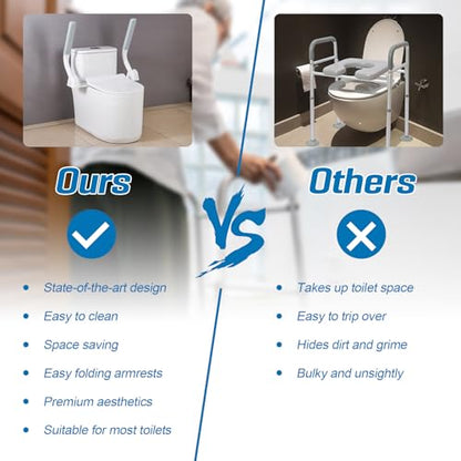 Toilet Safety Rails for Seniors (396 lbs), Adjustable Toilet Handle, Easy Installation and Frame with Arms for The Elderly and Disabled, Pregnant Women or Mobility Issues