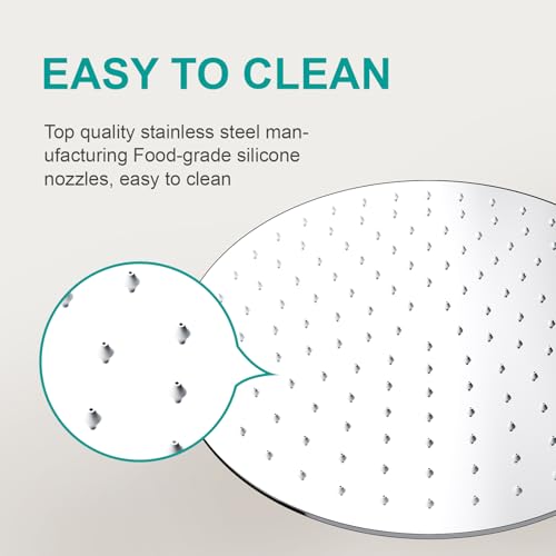 All Metal Rain Shower Head - Heavy Duty Stainless Steel, Easy Install, High Water Flow, Ultra-Thin Modern Design for Bathroom (Chrome, 12) - color: Chrome, size: 12