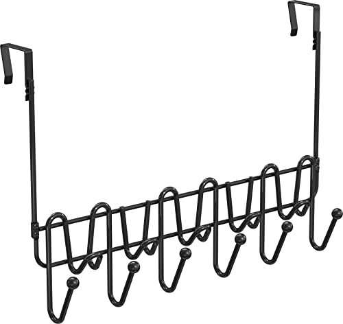 Deco Brothers Over The Door Hook Organizer with 11 Hooks, Black - color: Black