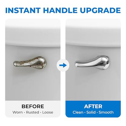 Qualihome Chrome Finish Side Mount Toilet Handle Replacement Kit, Universal Toilet Tank Flush Lever Fits Most Standard Side-Mount Toilet Tanks - color: Chrome Polished