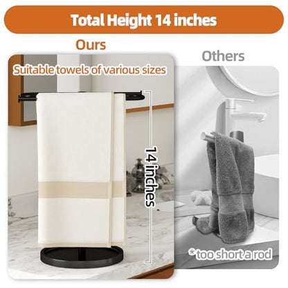 Bethom Hand Towel Holder Stand for Bathroom Countertop,S-Shape Bar,Black | Stainless Steel Hand Towel Racks Standing Holds 2 Towels for Kitchen - color: Black