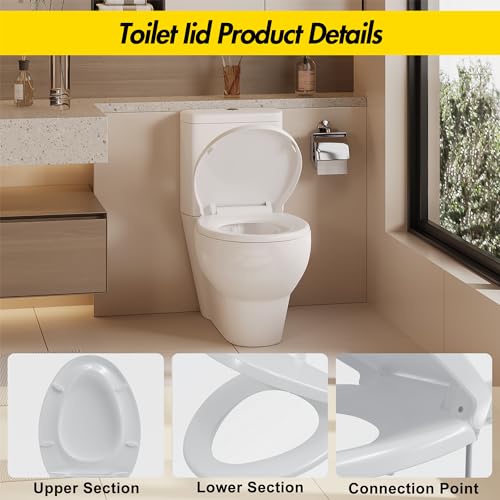 Toilet Seat Round Quick Release, Easy Installation & Release, Safe PP Material Easy Clean, Comfortable Ergonomic Design - size: Round-KP