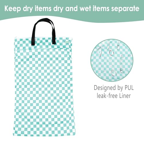 wegreeco Reusable Hanging Wet Dry Cloth Diaper Bag (Checkerboard Mint Green) - color: Checkerboard Mint Green
