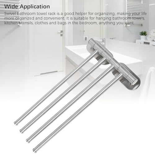 Stainless Steel Towel Rack, 4 Arm, Wall Mounted, Space Saving, Swing Out, Swivel, Bathroom Towel Holder, 304 Stainless Steel, for Bathroom Organization (4 Arm) - size: 4 Arm