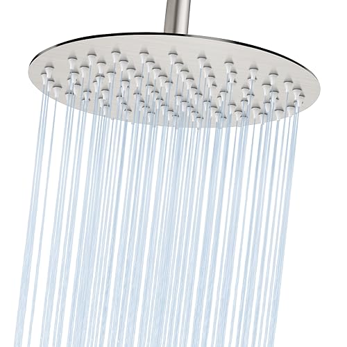 Midanya Round Rain Shower Head,High Pressure,Brushed Nickel 10 Inch | 360°Swivel,Ceiling or Wall Mount,Waterfall Full Body Coverage,Bathroom Remodel,Stainless Steel Large Rainfall Shower Head - color: Nickel, size: 10 Inch