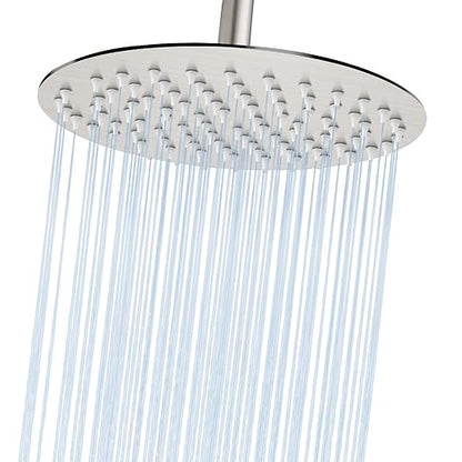 Midanya Round Rain Shower Head,High Pressure,Brushed Nickel 10 Inch | 360°Swivel,Ceiling or Wall Mount,Waterfall Full Body Coverage,Bathroom Remodel,Stainless Steel Large Rainfall Shower Head - color: Nickel, size: 10 Inch