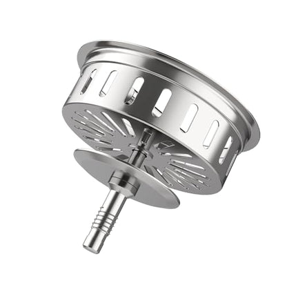 KONE Kitchen Sink Stopper Strainer Replacement for KONE 9171 Standard 3-1/2 Inch Spin and Seal Drains with Threaded Stopper Function, Stainless Steel Twist Lock Basket Strainer Replacement - color: Silver