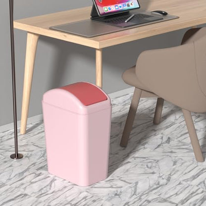 4.5 Gallon Slim Swing Top Garbage Can, Plastic Trash Bin with Lid | Pink Small Trash Bin, Waste Basket with Lid - color: Pink