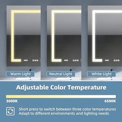 LED Medicine Cabinet 24x30 Anti-Fog Mirror Dimmable Recessed Mount | 3 Color Dimmable LED. Time Temp Display. Anti-Fog IP44. 2 Outlets+2 USB. Plug-in/Hardwired. Recessed/Wall Mount. Right Hinge. - size: 24x30"R, style: Style-A